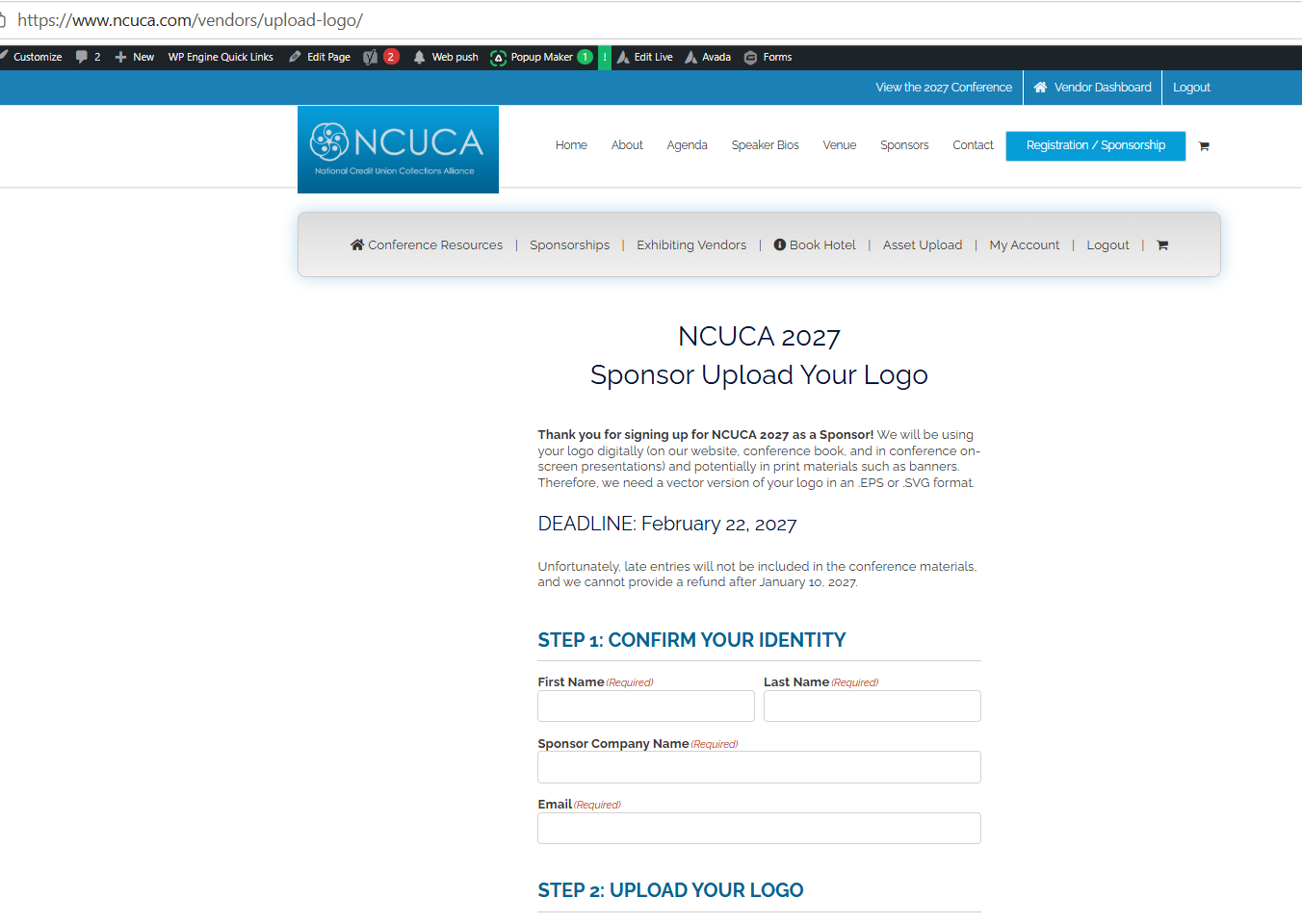 Screenshot 19. Open the sponsor logo form